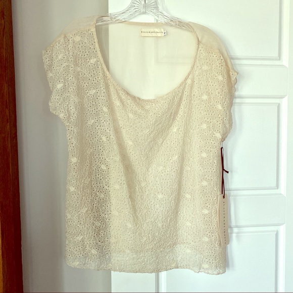 Johnny Was Top Silk Cream Sheer Eyelet NWT - Picture 1 of 15